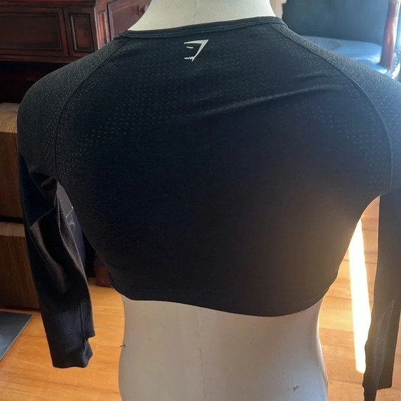 Gymshark Vital Seamless 2.0 Long Sleeve Crop Top Size M Black - Picture 3 of 4
